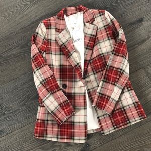 H&M Red Plaid Blazer